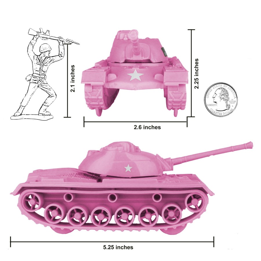 Era Tim Mee | Timmee Toy Tanks For Plastic Army Men-Pink Ww2 3Pc-Made In Usa