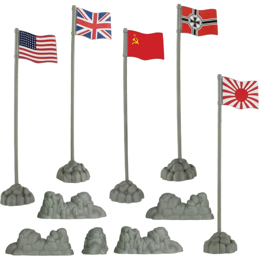 Era BMC Toys | Bmc Ww2 Allies And Axis Plastic Army Men Flags 10Pc Military Playset Accessories