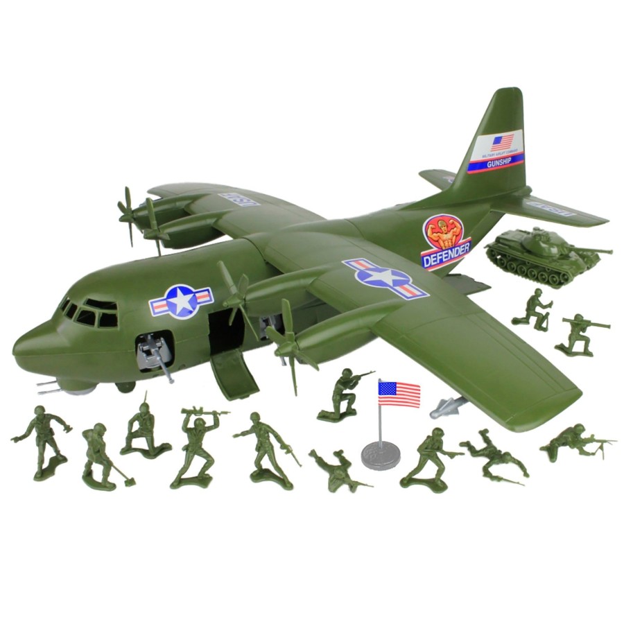 Era Tim Mee | Timmee Plastic Army Men C130 Playset-27Pc Olive Green Giant Military Airplane