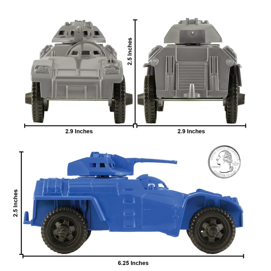 Era Tim Mee | Timmee Recon Patrol Armored Cars-Blue & Gray Plastic Army Men Scout Vehicles