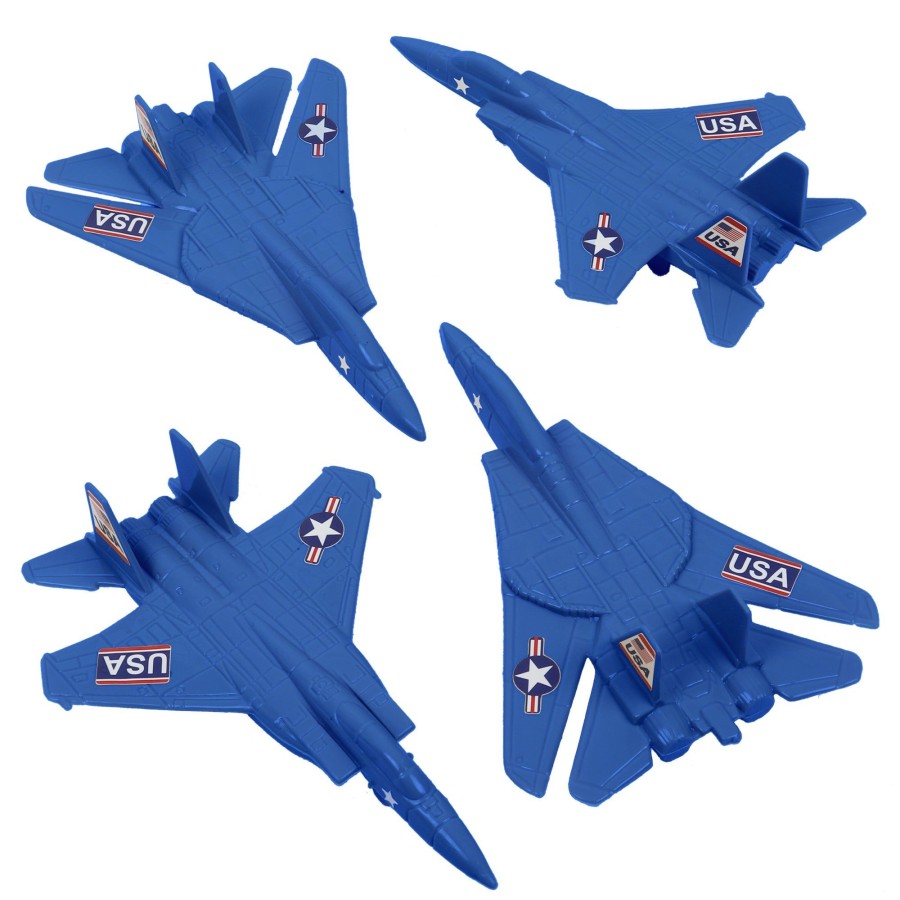 Era Tim Mee | Timmee Plastic Army Men Combat Fighter Jets-4Pc Blue Airplanes Made In Usa